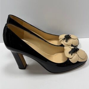 Kate Spade Black and Cream Floral Heels